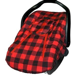 [Jolly Jumper] Arctic Sneak-A-Peek Red and Black Plaid Car Seat Cover